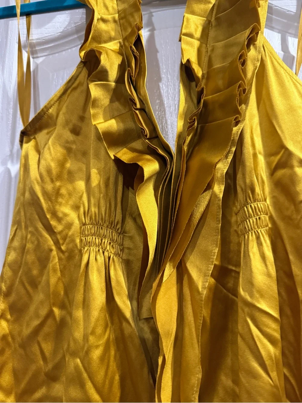BCBGMaxAzria Mustard Yellow Ruffled Halter Camisole